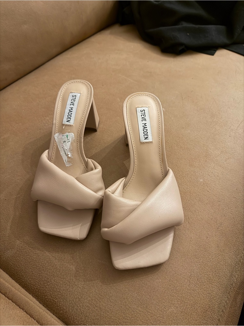 Steve Madden Nude Twist Puffy Block Heel Sandals